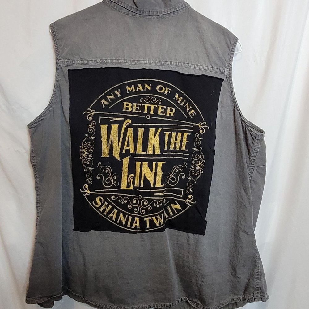 Shania Twain Lightweight Denim Upcycle Vest Sleeveless Shirt  Size 2X